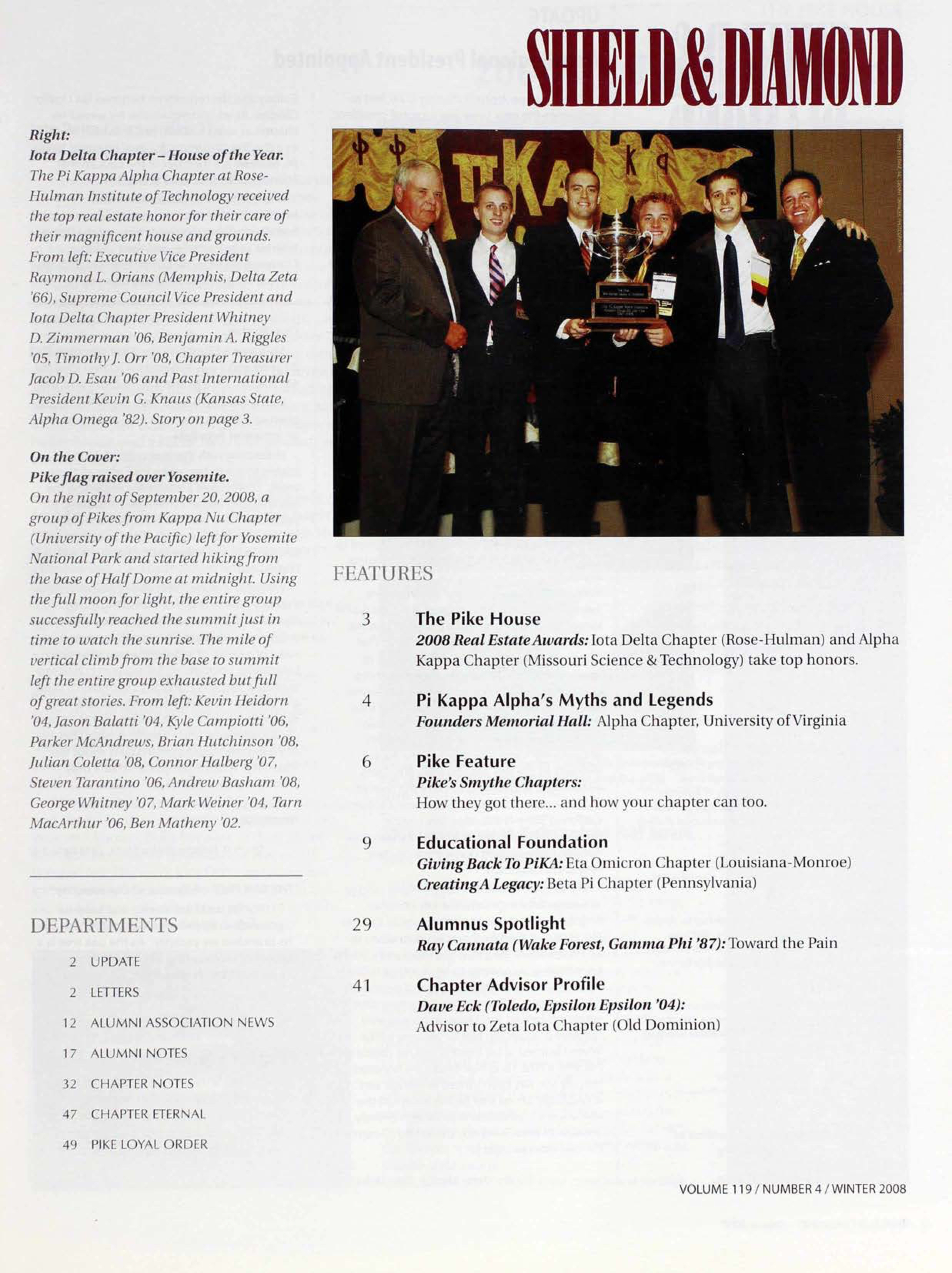 Shield & Diamond, Vol. 119, No. 4, Table of Contents